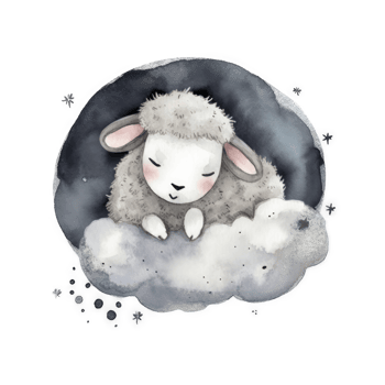 Cute watercolor night sheep. png