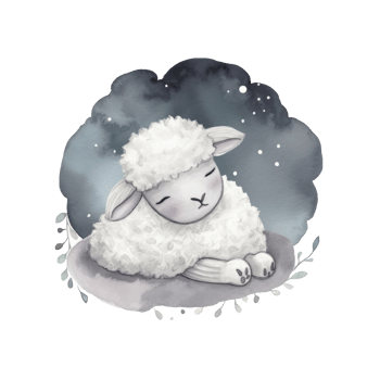 Cute watercolor night sheep. png