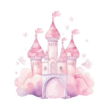 Pink Watercolor Castle Isolated. png