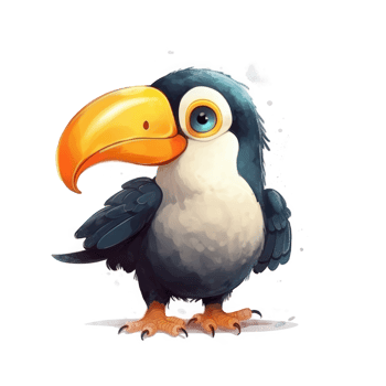 Cute watercolor toucan bird. png