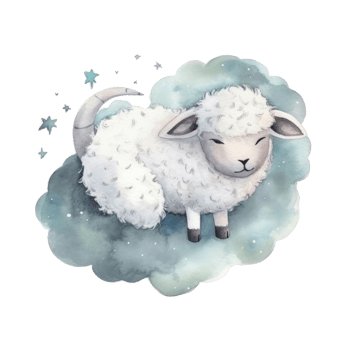 Cute watercolor night sheep. png