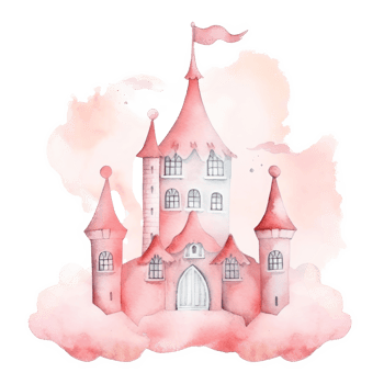Pink Watercolor Castle Isolated. png
