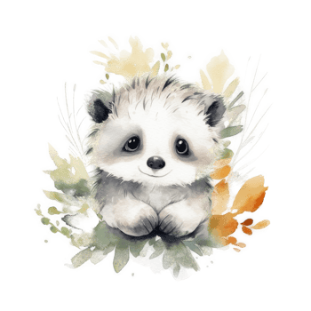 Cute watercolor hedgehog. png