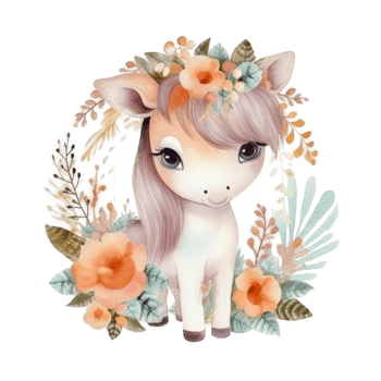 Cute watercolor pony png