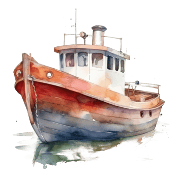 Watercolor boat cutout png