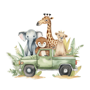 Safari watercolor animals. png
