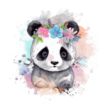 Cute watercolor panda isolated. png