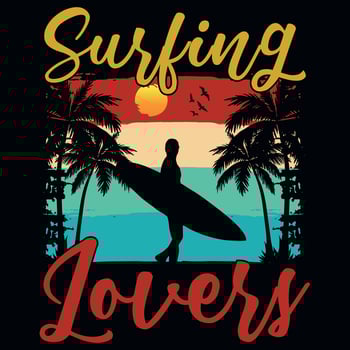 Summer surfing graphics tshirt design vector