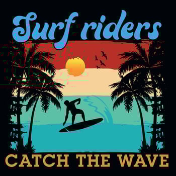 Summer surfing graphics tshirt design vector