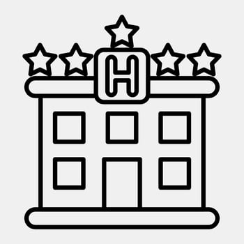 Icon hotel. Building elements. Icons in line style. Good for prints, web, posters, logo, site plan, map, infographics, etc. vector