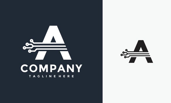 initial A logo technology vector