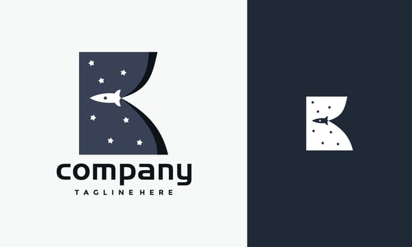 initials K space rocket logo vector