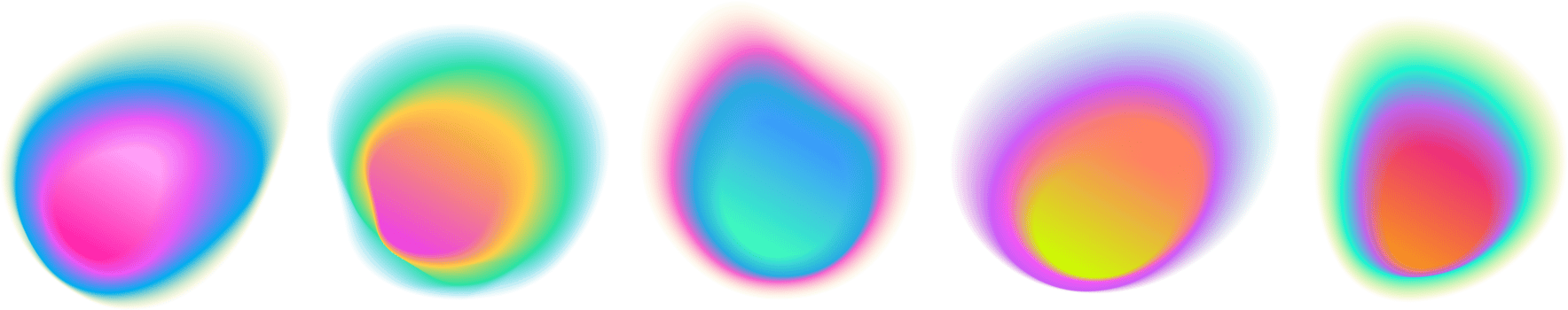 Abstract color gradient circle backgrounds, holographic iridescent round circles with liquid vibrant gradient blur, colors blend mesh with soft neon light, vector shapes. png