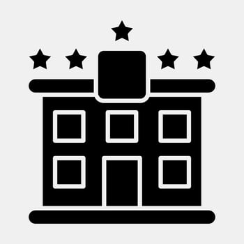 Icon hotel. Building elements. Icons in glyph style. Good for prints, web, posters, logo, site plan, map, infographics, etc. vector