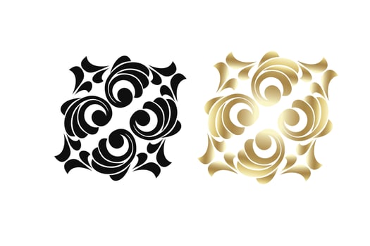 Vector damask vintage baroque scroll ornament swirl. Victorian monogram heraldic shield swirl. Retro floral leaf pattern border foliage antique  acanthus calligraphy engraved tattoo.Tile decor element