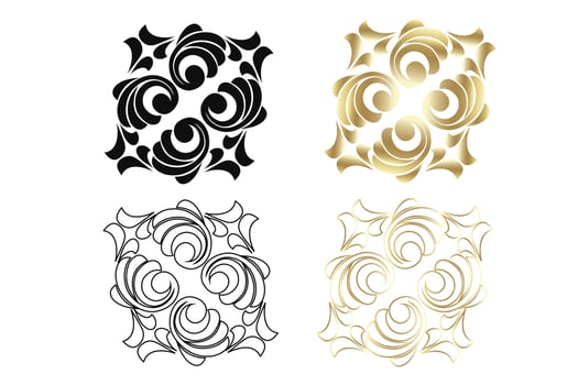 Vector damask vintage baroque scroll ornament swirl. Victorian monogram heraldic shield swirl. Retro floral leaf pattern border foliage antique  acanthus calligraphy engraved tattoo.Tile decor element