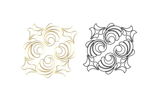 Vector damask vintage baroque scroll ornament swirl. Victorian monogram heraldic shield swirl. Retro floral leaf pattern border foliage antique  acanthus calligraphy engraved tattoo.Tile decor element