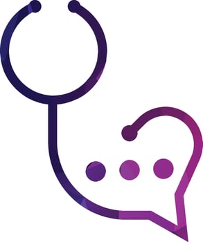 Health consult logo design template. Stethoscope isolated on bubble chat symbol vector