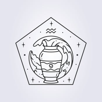 aquarius zodiac astrology horoscope vector line art illustration design