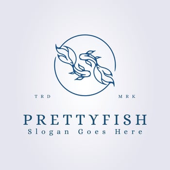 pretty couple fish logo vector line art illustration design