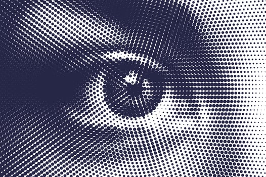 Vector human eye illustration made by halftone patter.
