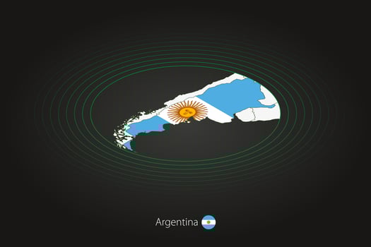 Argentina map in dark color, oval map with neighboring countries. vector