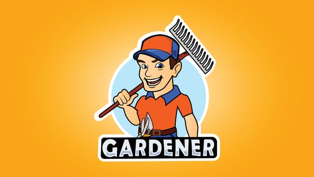 Cartoon gardener worker vector logo