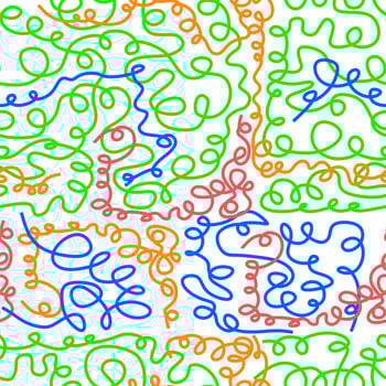 Fun colorful line scribble doodle seamless pattern. vector