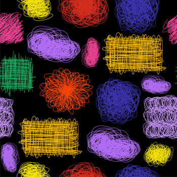 Fun colorful line scribbles doodle seamless pattern. Creative minimalist style art background for trendy design. vector