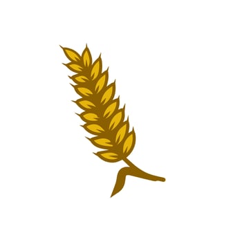Ear of wheat. Golden stem of the plant. Grains and farm products. Harvest. Seeding and yield. Cartoon illustration vector