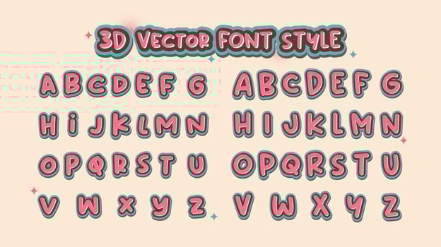 3D Alphabet Typography Style in Funny and Cute Moment vector