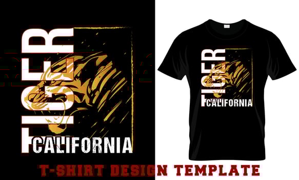 Tiger California T- Shirt design Template, fashion print design vector