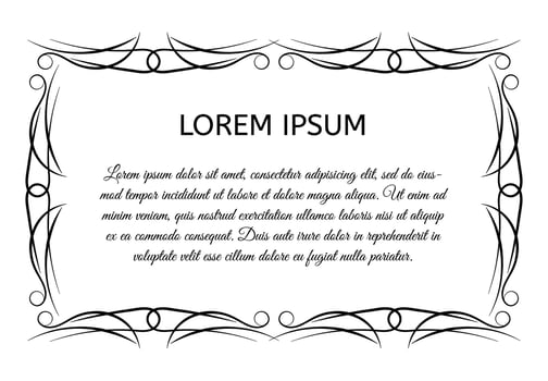 Decorative vintage horizontal frame with the place for your text in center. Vintage ornament greeting card template. Vector illustration.