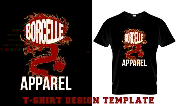 Borcelle Apparel Dragon T- Shirt design Template vector
