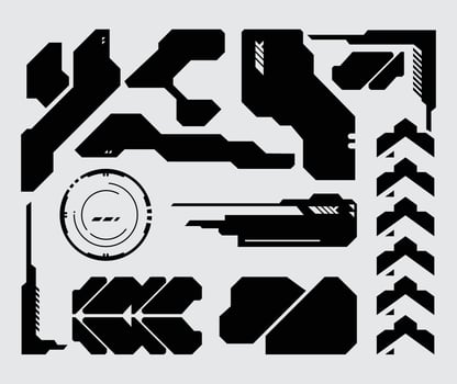 HUD futuristic frame border game swag elements pack panel cyber sci-fi, icon symbol cyberpunk interface editable vector