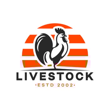 Agriculture and farm rooster icon, natural farming vector