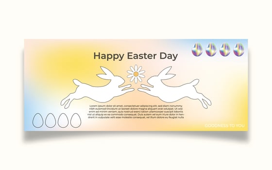 Retro gradient easter day social media cover template vector