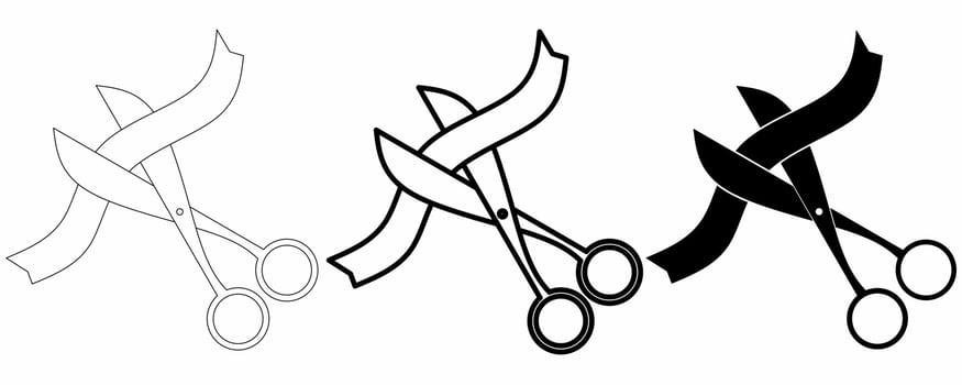 scissors ribbon grand opening icon vector
