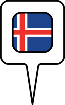 Iceland flag Map pointer icon, square design. png