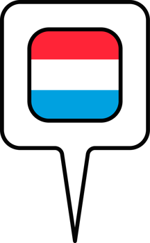 Luxembourg flag Map pointer icon, square design. png