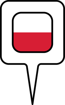 Poland flag Map pointer icon, square design. png