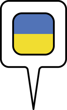 Ukraine flag Map pointer icon, square design. png