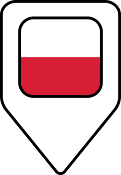 Poland flag map pin navigation icon, square design. png