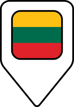 Lithuania flag map pin navigation icon, square design. png