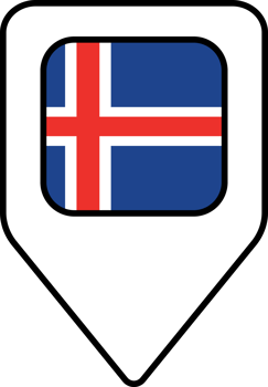 Iceland flag map pin navigation icon, square design. png