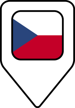 Czech flag map pin navigation icon, square design. png