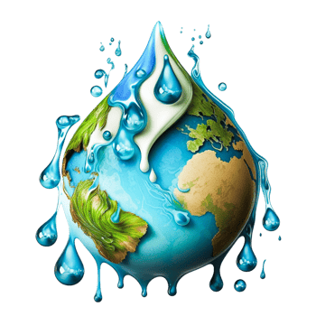 water drop and planet earth icon png