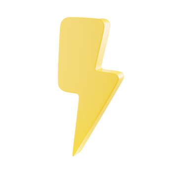 3D render thunderbolt icon, flash lightning, danger, and power. png