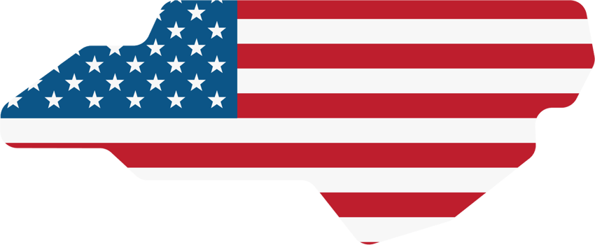 outline drawing of north carolina state map on usa flag. png