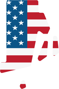 outline drawing of rhode island state map on usa flag. png